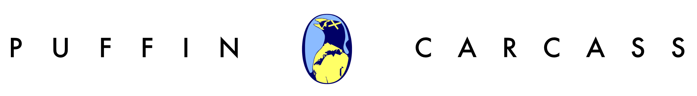 Puffin Carcass logo in blue and yellow colors